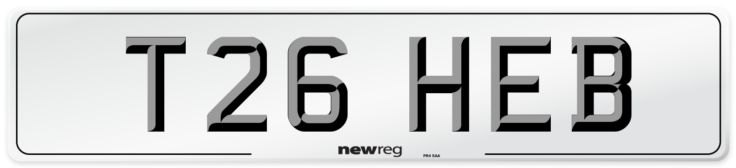 T26 HEB Number Plate from New Reg